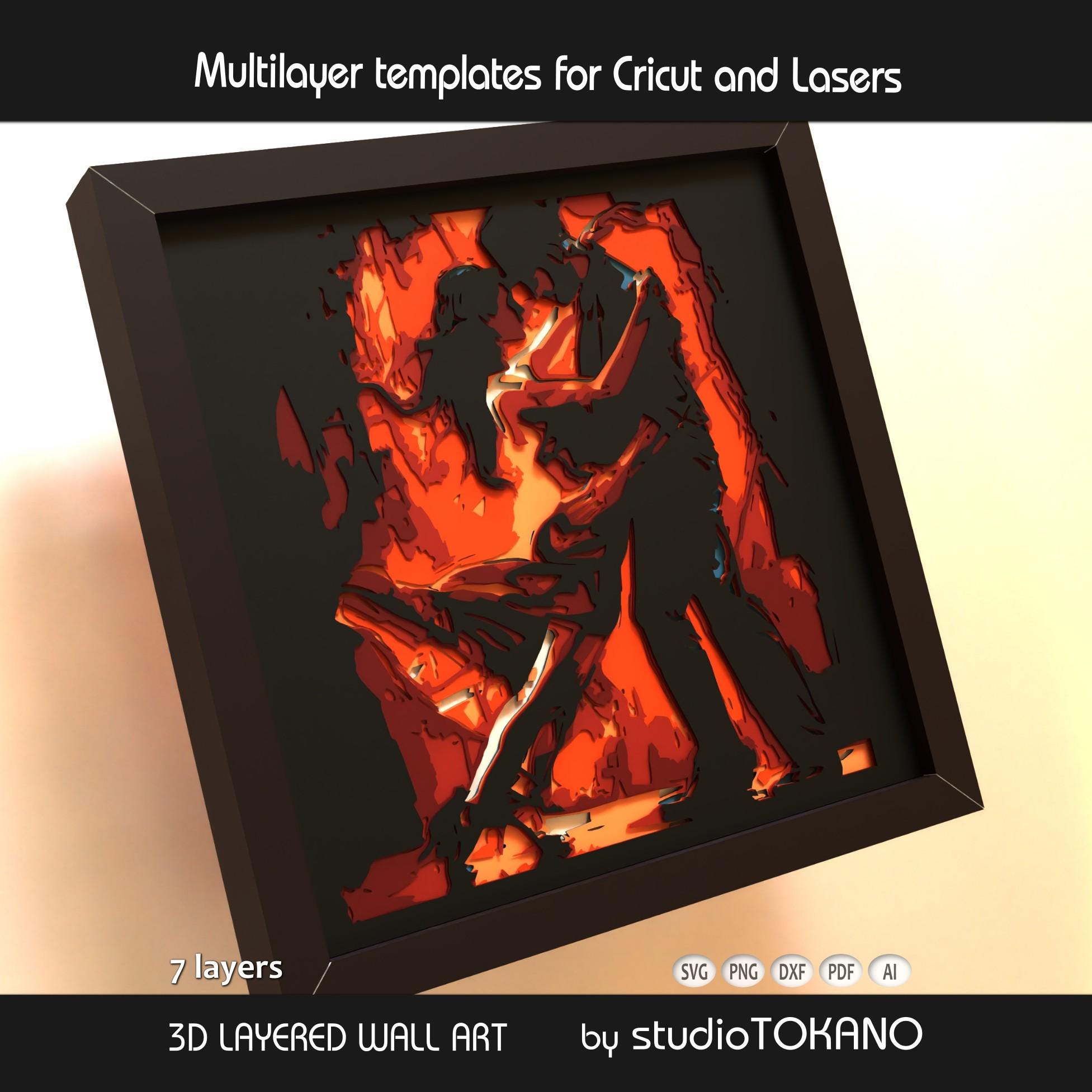 Shadow Box Layered SVG for Cricut | Romantic Tango Couple 3D Paper Art ...