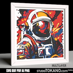 Couche 3D SVG pour CRICUT ! Boîte multicouche pour astronaute spatial. Papier cartonné de taille standard, modèle de découpe de papier en couches pour laser CNC Silhouette