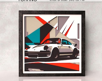 Porsche 911 Shadow Box SVG | 3D Layered Papercut Car Wall Art | Cricut & Laser Cut File | Garage Decor
