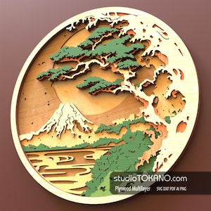 3D Laser Cut Mandala Wall Art Shadow Box SVG Glowforge Xtool Fai da te Home Deco Regalo personalizzato Modello albero montagna legno multistrato