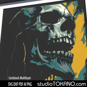 Corte a laser multicamadas 3D, SVG em camadas, molde de papel SKULL Glowforge, Silhouette, Cricut. Arquivos de corte para arte em compensado e cartolina.