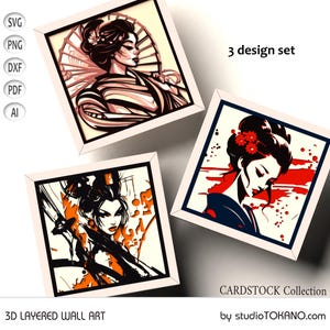 3D Shadow Box SVG fichier découpé au laser Mandala art mural Cricut Glowforge Xtool décoration cadeau Geisha Bundle modèle de découpe papier multicouche