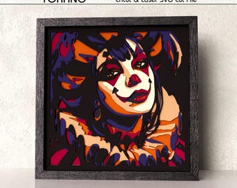 Harlequin Shadow Box SVG for Cricut and Laser, 7-Layer Jester Papercut Template, Multilayer Joker Wall Art