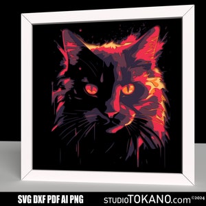 Couche 3D SVG pour CRICUT ! Boîte d'ombres à paupières multicouche pour chat. Papier cartonné de taille standard, modèle de découpe de papier en couches pour Silhouette, CNC, laser