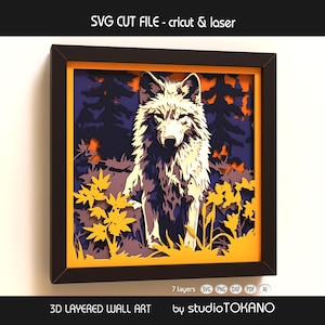 Layered Wolf SVG Cut File | 7 Layer 3D Multilayer Papercut Shadow Box | Cricut & Laser