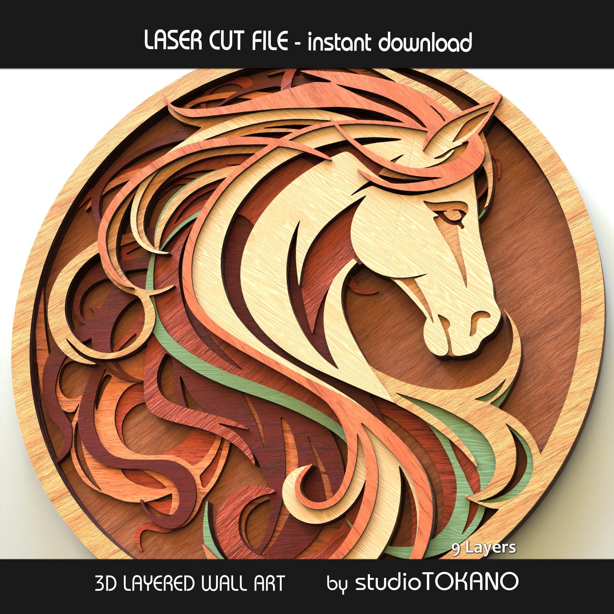Horse Laser Cut File | Layered Horse SVG | Multilayer Plywood Wall Art ...