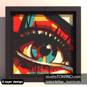 Art mural mandala découpé au laser 3D Shadow Box SVG Cricut Glowforge Xtool bricolage décoration d'intérieur cadeau personnalisé papier cartonné multicouche modèle signe de l'oeil