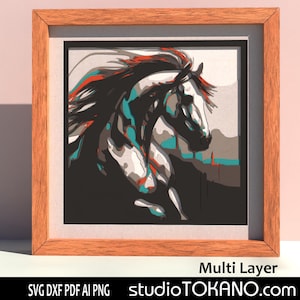 3D layered SVG laser cut, multilayer SVG horse , Layered mandala art, Papercut shadowbox SVG for Cricut, Silhouette, Glowforge