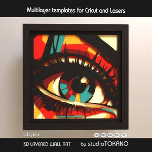 3DアイシャドウボックスSVG | 6層マルチレイヤーペーパーカットテンプレート | Cricut＆レーザーカットファイル | ウォールアート