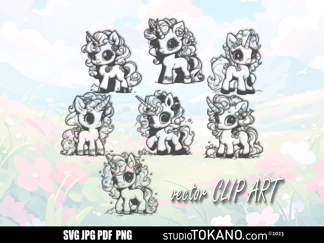 Digital Clipart SVG Chibi Kawaii Anime Unicorn for Vinyl - Etsy