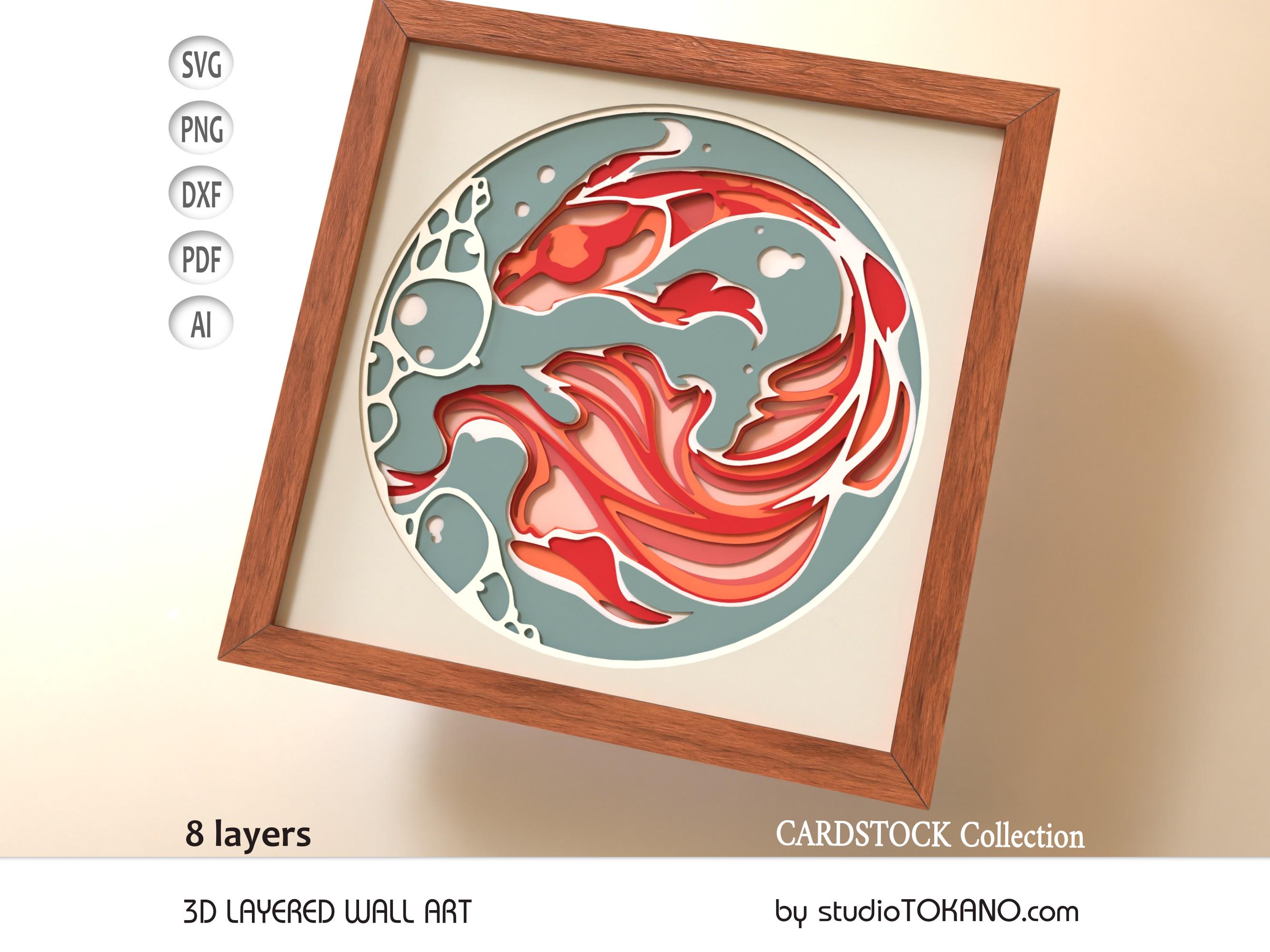 3D Layered Koi Fish Multilayer Cricut Svg Cardstock Mandala, Papercut ...