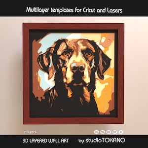 3D SVG Shadowbox, Layered Cardstock Labrador dog Paper Cut for Cricut & Laser, Multilayer Mandala Template, DIY Gift Custom Wall Art