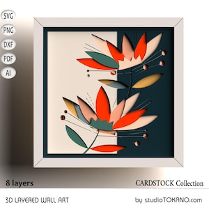 Cartão de mandala com flores modernas 3D multicamadas Cricut Svg, caixa de sombra recortada em papel para Silhouette, Glowforge, arquivo de corte a laser xtool para arte de parede