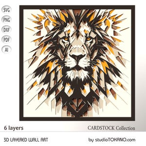 Corte a laser SVG em camadas 3D, Leão SVG multicamadas, Arte de mandala em cartolina, Caixa de sombra em papel cortado para Cricut Silhouette Glowforge Xtool Glowforge