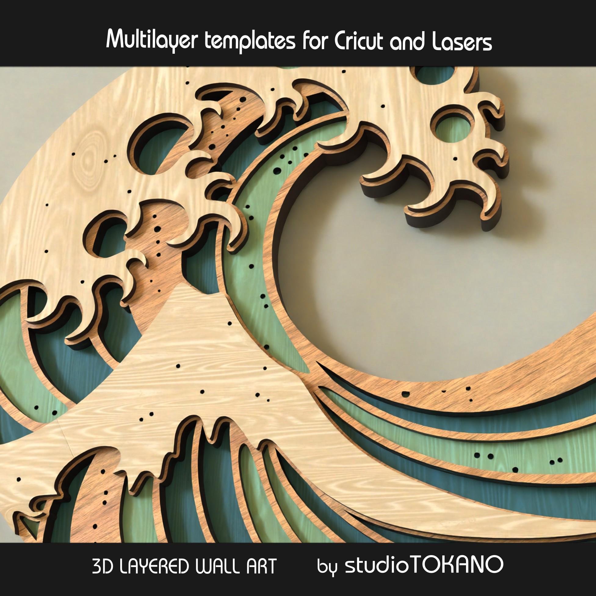 Great Wave Laser Cut File | Layered Japanese Wave SVG | Multilayer