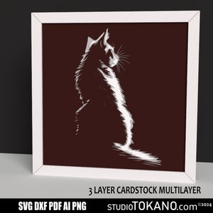 SVG a strati 3D tagliato al laser, ombra di gatto SVG multistrato, mandala a strati, shadowbox in carta tagliata SVG per Cricut, Silhouette, Glowforge