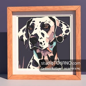 3D Dalmatiner Hund SVG für Cricut, Silhouette, Laser. Layered Cardstock Cut-Datei für Mandala-Wandkunst | Multilayer Papercut Schattenbox Design