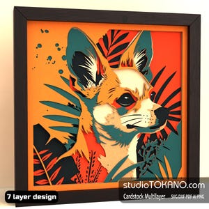 Scatola delle ombre da parete Mandala tagliata al laser 3D SVG Cricut Glowforge Xtool Home Decor Regalo personalizzato Modello Chihuahua in cartoncino multistrato