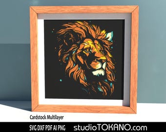3D layered SVG laser cut, multilayer SVG Lion , Layered mandala art, Papercut shadowbox SVG for Cricut, Silhouette, Glowforge