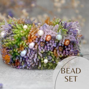 Tutorial kit bracciale perline. Creazione di gioielli fai da te, polsino largo. Scatola artigianale ispirata alla natura. Materiale per perline. Regalo creativo per la mamma