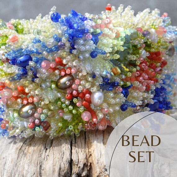 Wide Bracelet Beading Kit: DIY Seed Beads, Pearl Mix (tutorial