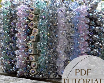 Statement Beaded Bracelet Tutorial. Beading Pattern DIY Peyote. Jewerly Making PDF FILE Delica Seed Beads Design. Wide Cuff Beadwaving