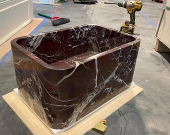 10x10x10 inch Marble Wall Mount Sink, Small Square Sink for Bathroom