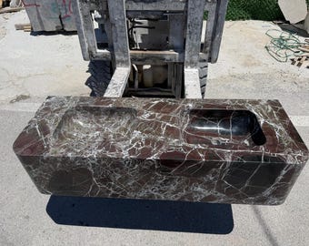 ROSSO LEVANTO Marble Double Sink 55"  – Wall Mount Vanity