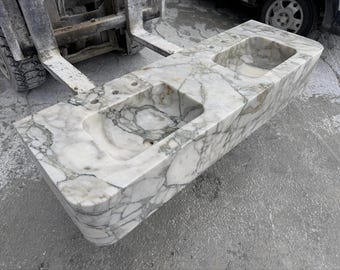 Calacatta MONET Marble Double Sink 55"  – Wall Mount Vanity