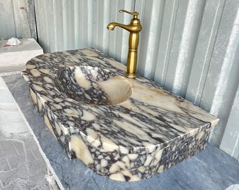 Calacatta Viola Marble Wall Mount Sink – Antique Style Vanity