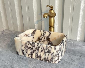 Calacatta Viola Marble Sink - Custom Order Sink - Farmhouse Mini Marble Sink - Small Marble Bathroom Sink - Powder Room Sink