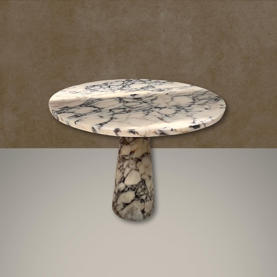Calacatta Viola Marble End Table - Round Polished White Side Table
