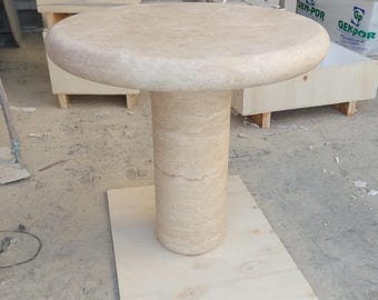 Round Travertine Dining Table – Contemporary Stone Table