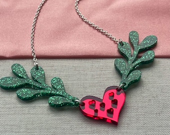 Valentines necklace, sweetheart necklace, heart vine necklace, valentines gift, gift for her.