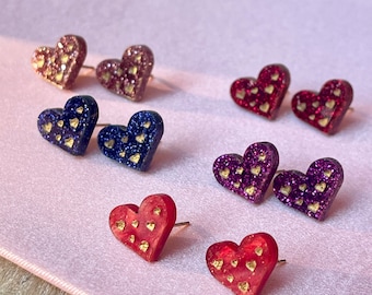 Love heart stud earrings, valentines gift, valentines jewellery, cute valentines jewellery, heart earrings, gifts for her.