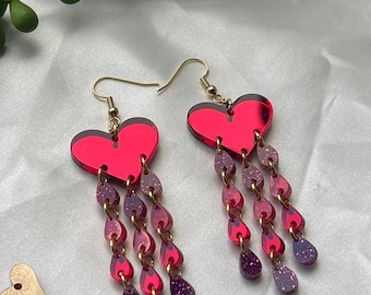 Valentines, cascading heart earrings. Valentines earrings, heart earrings