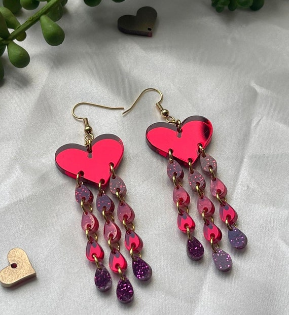 Valentines, Cascading Heart Earrings. Valentines Earrings, Heart Earrings 