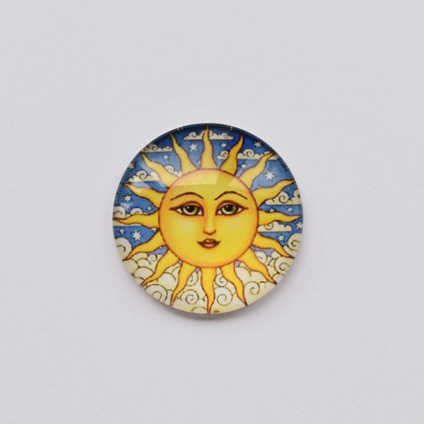 Pair of Glass Cabochons Sun Face