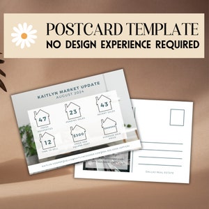 Modello Canva per cartoline di aggiornamento del mercato, volantino postale, marketing immobiliare stampabile, carta agricola immobiliare, acquirente di case