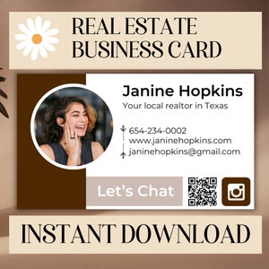 Real Estate Business Card,  Simple Business, Real Estate Business Card Template, Realtor Business Card, Entrepreneur, QR Code