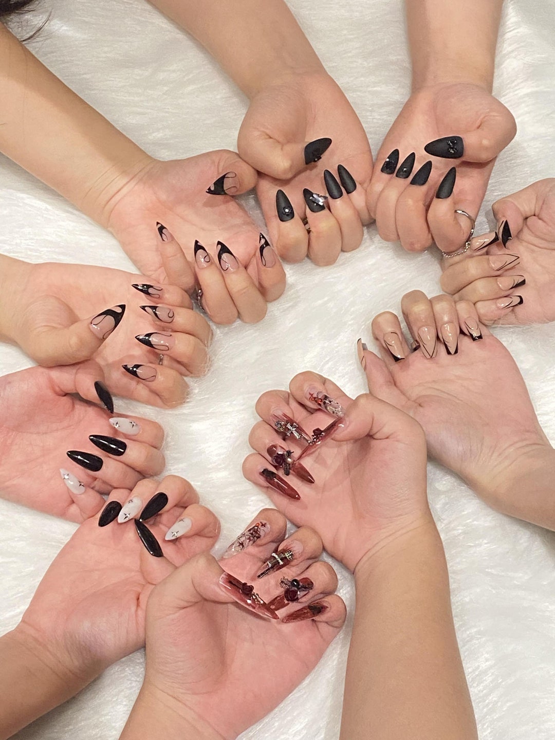 Red Bridal Nails with 3D Gothic Sparkle 2025