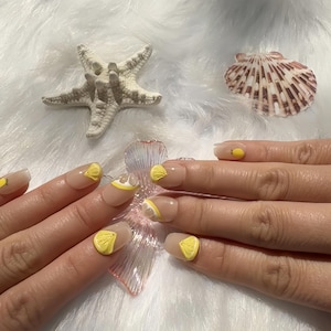 Fruit Lemon Summer Design 3D Lemon, Cute Short Lemon Slice Design for Beach, Party, Vacation | Luxury Fashion Gel Nails | Salon Quality