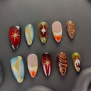 Colorful Graffiti Hand Painted Nail/ Custom Nails/ Hand Made Press On Nails/Faux Acrylic Nails/ Gel Nails/Press on Nails