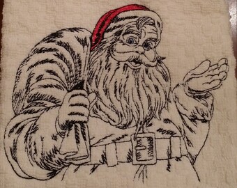 Christmas Santa Embroidered Kitchen Towel