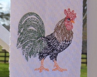 Embroidered Rooster Kitchen Towel Farm Decor