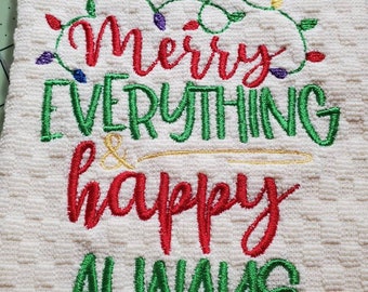 Merry Everything Embroidered Kitchen Towel Holiday Decor