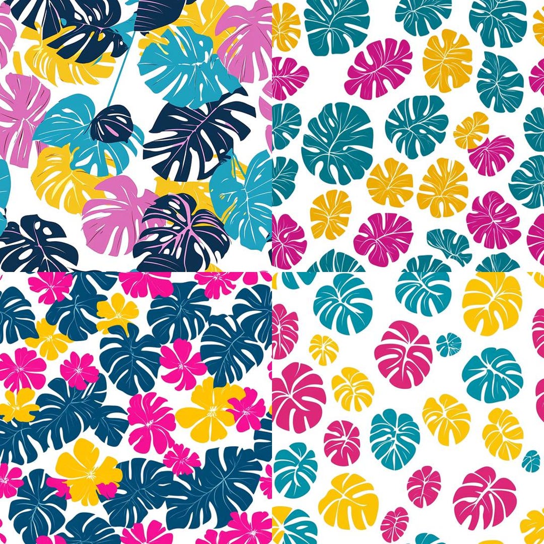 3D Floral Seamless Pattern Pack - 4 PNG Digital Paper - Seamless ...