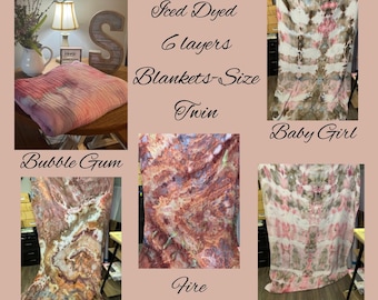 Cozy and Soft 100% Muslin Blankets Ice Dyed in a Variety of Sizes