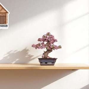DIY Sakura Puzzle Kit | Cherry Blossom Tree Decor | Wooden 3D Bonsai Model | Desktop Flower Display | Gift for Craft Lovers