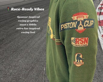 Suéter de carreras vintage para fanáticos de los automóviles, jersey de diseño retro, regalo de coche para carreras, ropa de automovilismo de estilo vintage para fanáticos de los automóviles.